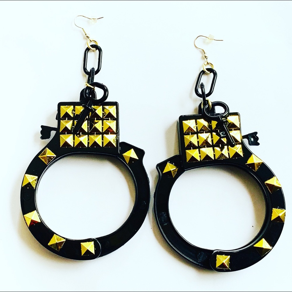 Original handcuff earrings 2 pair black and silver